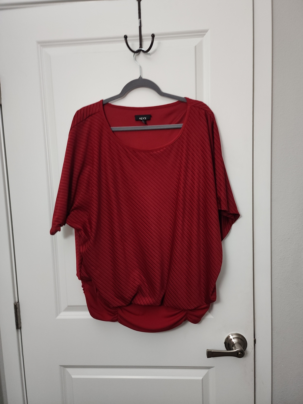 5/$30 ALYX Red Short-Sleeve Draped Knit Top